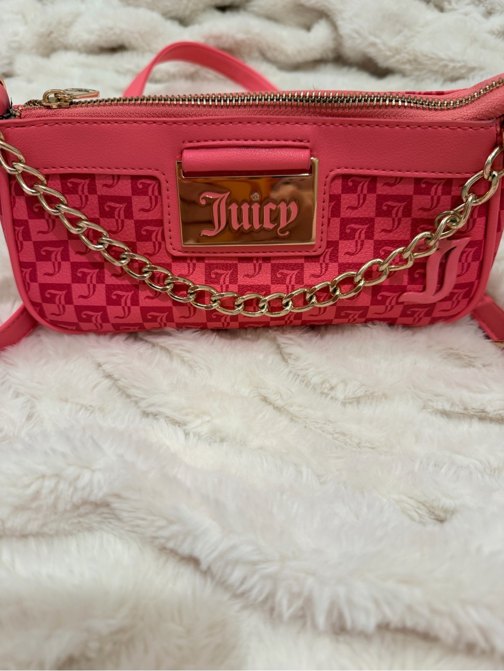 Y2K Juicy Couture Hot Pink Logo Chain Crossbody